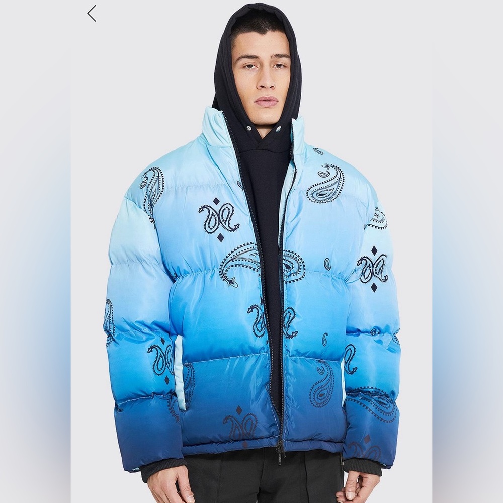 Oversized Dip Dye Paisley Puffer